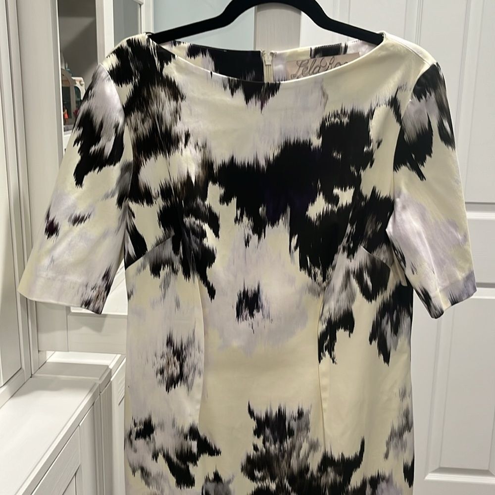 LELA ROSE Yellow, Black and Light Grey Tie Dye Knee Length Dress, Size 12 - Picture 2 of 13
